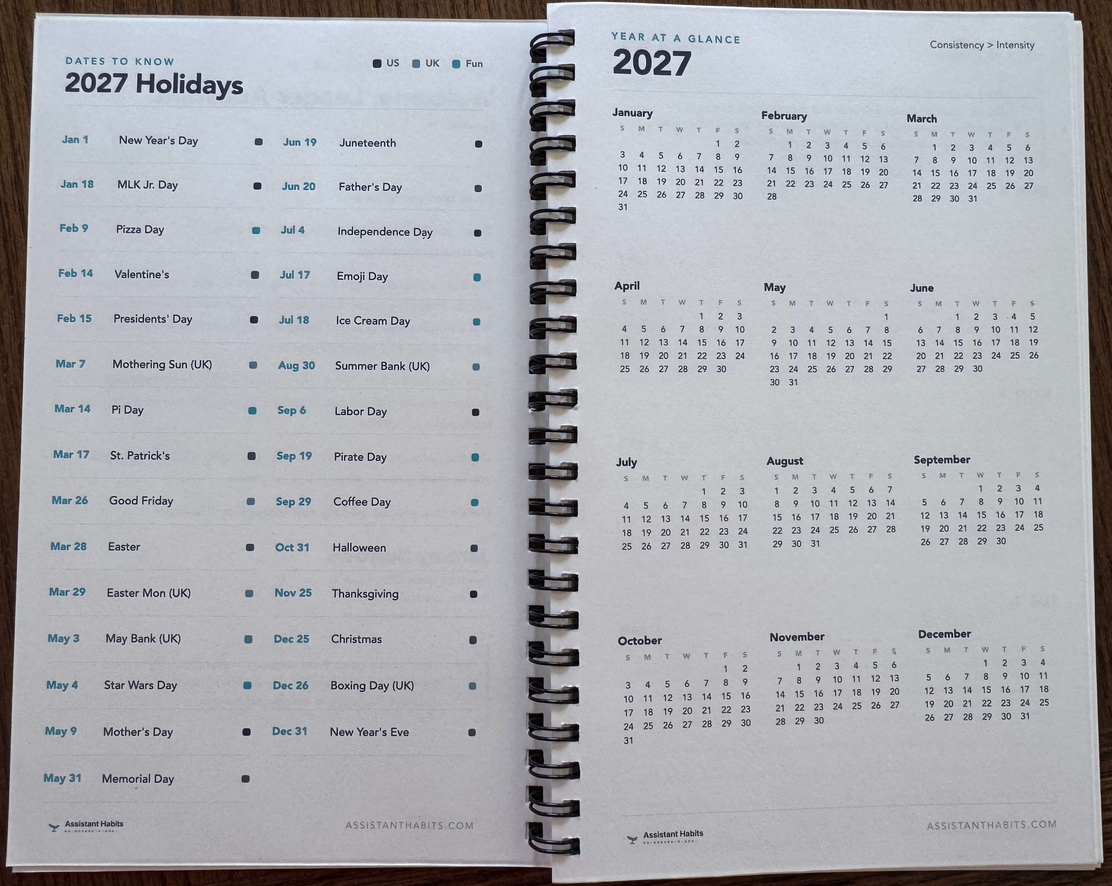 5×8 Planner with Guide Lines – weekly spread detail